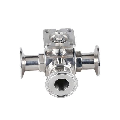 Manuelle sanitäre Edelstahlventile 304/316L mit Dreiklemm 3-Wege-Kugelventil mit hohem Montagepad