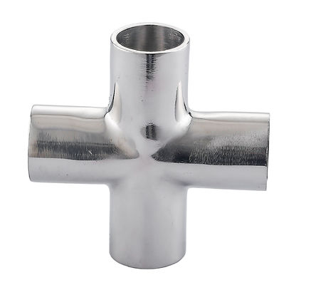 Rundkopf-Code Gleichwertige Sanitärstahl 304 316L Geschweißte Vierwege-Grenzrohrfittings
