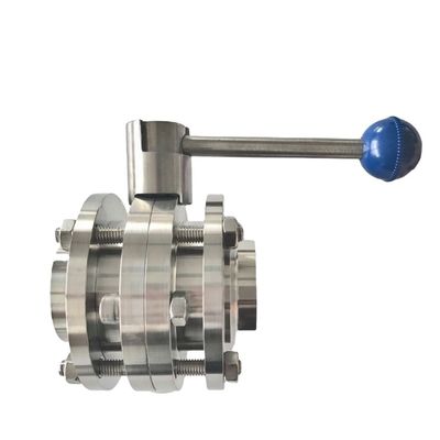 Sanitäre Edelstahlventile 304 316L Manuelle dreiteilig geschweißte Flansche Wafer Schmetterlingsventil