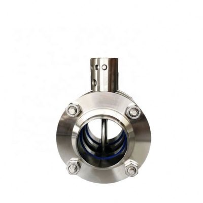 Sanitäre Edelstahlventile 304 316L Manuelle dreiteilig geschweißte Flansche Wafer Schmetterlingsventil