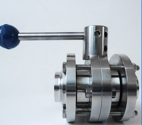 Sanitäre Edelstahlventile 304 316L Manuelle dreiteilig geschweißte Flansche Wafer Schmetterlingsventil