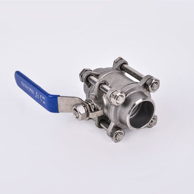 Edelstahl 304 3PC Kugelventil für Wassermedien Silber Tri-Clamp Kleeber Rohr ausgekleidet