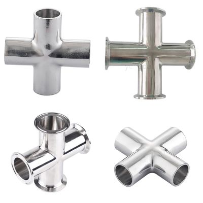 Standard ISO Sanitärstahl 304 316 4 Wege Rohrverbindung Schweiß geklemmt Kreuz