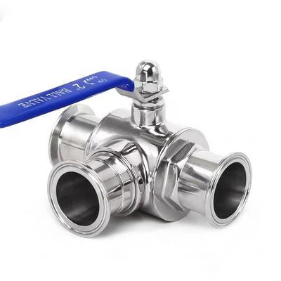 Edelstahl 304 316 316L Guss Sanitär 3-Wege manuelle Kugelventil 1/2 Zoll DIN 3A SMS