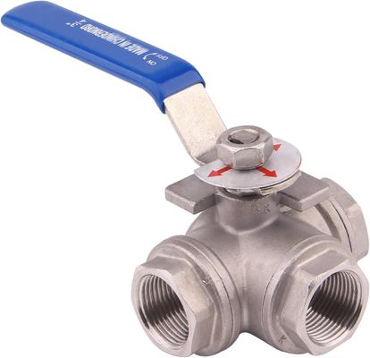 Edelstahl 304 3-Wege Kugelventil T Montage Pad weiblicher Typ mit Vinyl-Sperrgriff