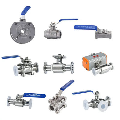 Kundenspezifische Unterstützung OEM Sanitärstahl 304/316L Tri-Clamp 3PC Kugelventil mit Pneumatik-Aktor