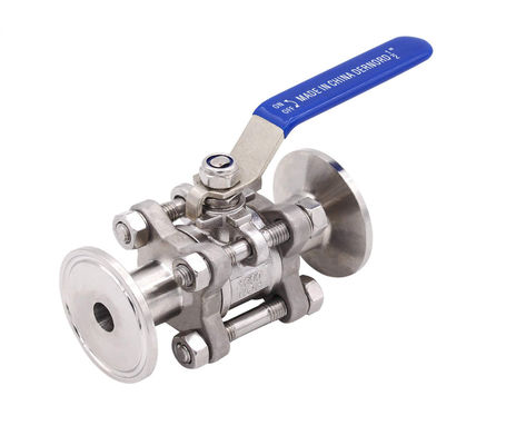Kundenspezifische Unterstützung OEM Sanitärstahl 304/316L Tri-Clamp 3PC Kugelventil mit Pneumatik-Aktor