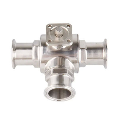 Lebensmittelqualität Silber T-Typ TRI CLAMP 3-Wege Kugelventil aus Edelstahl 304 316 WZ 3A/DIN/SMS