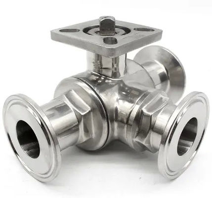 Lebensmittelqualität Silber T-Typ TRI CLAMP 3-Wege Kugelventil aus Edelstahl 304 316 WZ 3A/DIN/SMS