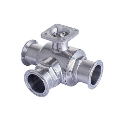 Lebensmittelqualität Silber T-Typ TRI CLAMP 3-Wege Kugelventil aus Edelstahl 304 316 WZ 3A/DIN/SMS