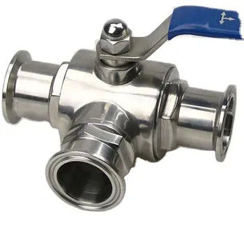 Lebensmittelqualität Silber T-Typ TRI CLAMP 3-Wege Kugelventil aus Edelstahl 304 316 WZ 3A/DIN/SMS