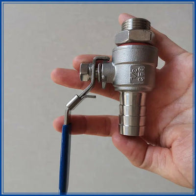 Silber WZ 1/2 "Edelstahl 304 2PC Stachelschlauch Kugelventil mit Gewinde SS Gewinde Schlauch Kugelventil