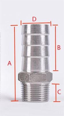 Edelstahl 1 "Schlauch Barbe x 3/4" NPT Männlich für Hausbrühe Rohr Anpassung weibliches Gewinde