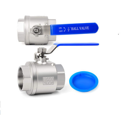 304 Edelstahl 1/2 Zoll FNPT Schwerlast-Ballventil mit blauen Griffe