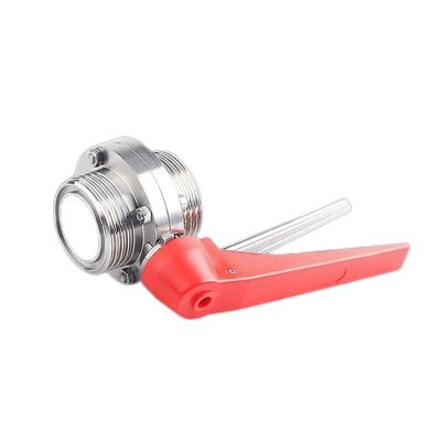 Sanitäre SS304 / 316L Manuelle männliche Schmetterlingsventile mit Gewinde