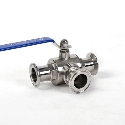Sanitäre Kugelventile aus Edelstahl 304 316 316L Tri-Clamp 3-Wege Sanitäre Kugelventile Typ T Typ L