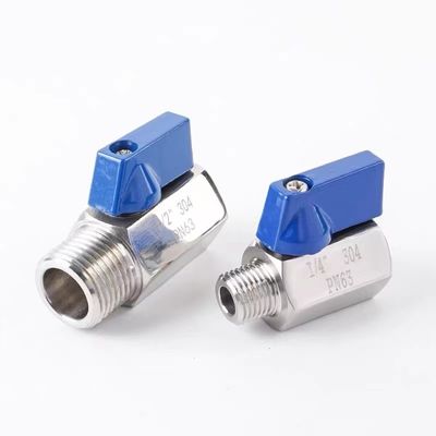 Gleichwertiges Mini-Kugelventil 1/8" WZ Edelstahl 304 316 FF 1000PSI/PN63 Schraubenhandbuch