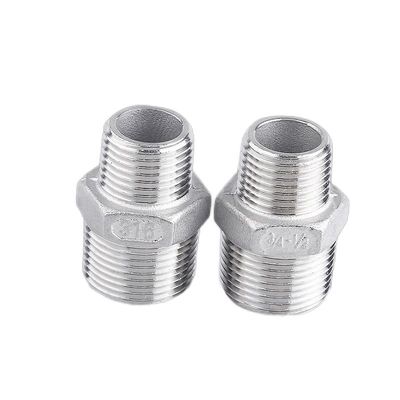 304/316L Edelstahl BSP/NPT Männliches Gewinde Hexagonalen Nippel für Wassermedien 1/4''-4.0