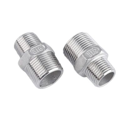 304/316L Edelstahl BSP/NPT Männliches Gewinde Hexagonalen Nippel für Wassermedien 1/4''-4.0