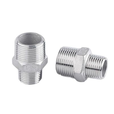 304/316L Edelstahl BSP/NPT Männliches Gewinde Hexagonalen Nippel für Wassermedien 1/4''-4.0