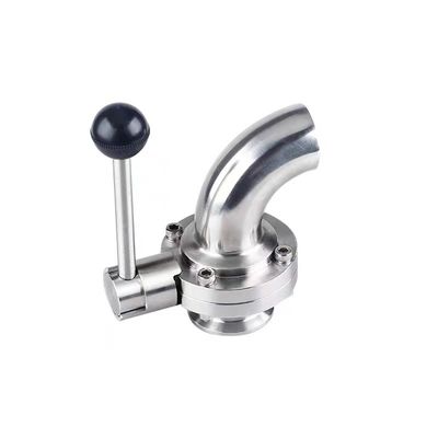 304 316 Edelstahl Sanitäre Seiten Ellenbogen Schnellschmetterlingsventil mit manuellem Schweißen