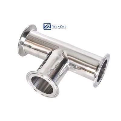 Öl-Wasser-Gas 3A DIN Zylinderkopfcode SS316L 304 Sanitär-Standard-Klammer Tee 1/4''-6